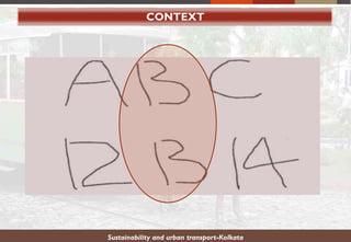 CONTEXT
Sustainability and urban transport-Kolkata
 