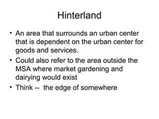 Hinterland Examples Urban vocabulary | PPT