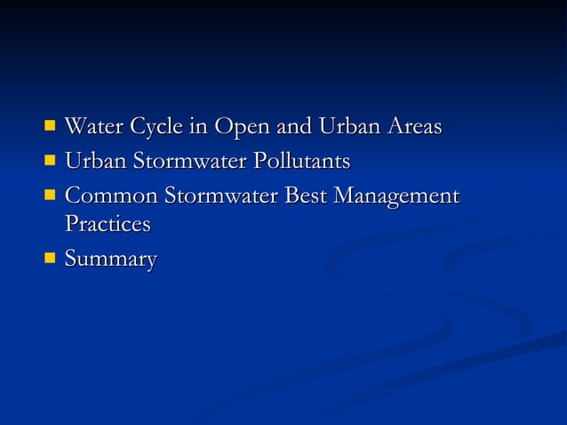 Urban Water Quality Issues - Introduction to Urban Stormwater | PPT