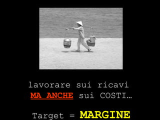 lavorare sui ricavi  MA ANCHE  sui COSTI… Target =  MARGINE 