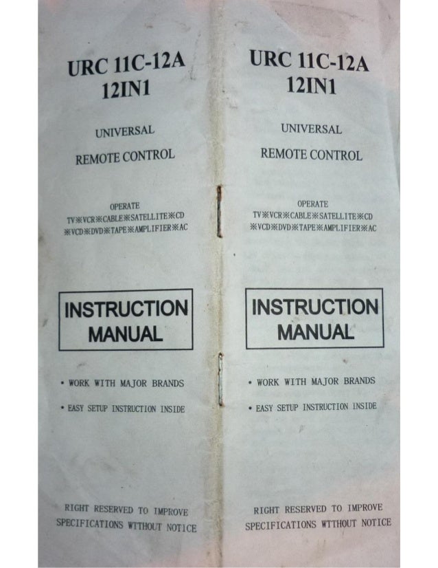 Descargar manual de control universal urc11c 12a 1