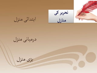 ‫کی‬‫یر‬‫ر‬‫تح‬
‫منازل‬
‫منزل‬‫ابتدائی‬
‫منزل‬‫درمیانی‬
‫منزل‬‫ی‬‫بڑ‬
 