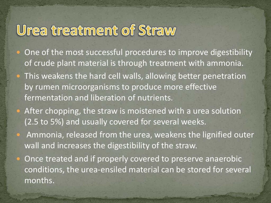 Urea treatment of straw