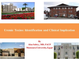 Uremic Toxins: Identification and Clinical Implication
By
Alaa Sabry., MD, FACP
Mansoura University,Egypt
 