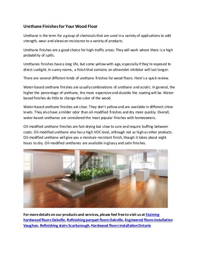 Urethane Finishes For Your Wood Floor