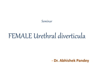Seminar
FEMALE Urethral diverticula
- Dr. Abhishek Pandey
 