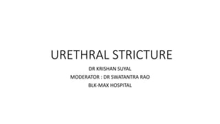 URETHRAL STRICTURE
DR KRISHAN SUYAL
MODERATOR : DR SWATANTRA RAO
BLK-MAX HOSPITAL
 