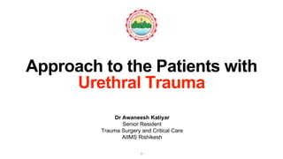 Dr Awaneesh Katiyar
Senior Resident
Trauma Surgery and Critical Care
AIIMS Rishikesh
Approach to the Patients with
Urethral Trauma
1
 