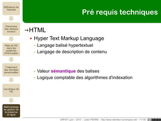 Arthur DEVRIENDTDOC GéoParis 1Site personnelarthurdevriendt.net/Microbloggingidenti.ca/arthurdevtwitter.com/arthurdevRéseaux prowww.viadeo.com/fr/profile/arthur.devriendtURFIST Lyon – 2010  – Julien PIERRE – http://www.identites-numeriques.net/ - 66/100