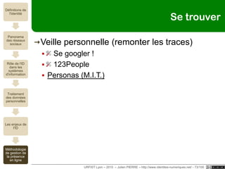 Rodrigo BENENSONChercheur en automatisme de conduiteUniversité catholique de Louvain, BelgiqueSite personnelrodrigobenenson.blogspot.com/google.com/profiles/rodrigo.benensonSNSfacebook.com/rodrigo.benensonMicrobloggingtwitter.com/rodrigobidenti.ca/rodrigobPartagegoogle.com/reader/shared/rodrigo.benensonRéseauxprofr.linkedin.com/in/rodrigobenensonURFIST Lyon – 2010  – Julien PIERRE – http://www.identites-numeriques.net/ - 68/100