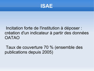 Piloter... Projet à l'initiative du  SCD  et de la  direction de la recherche :  validation en  juin 2006 