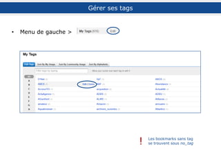 Les tags : un constat
Quelle description (2) ? : les tags
 Le tag ne concerne pas uniquement le contenu
 Le tag est lié à un besoin et une utilisation ultérieure
(ex. : un projet, une formation…)
Cambodia4kidsorg.Tags:Keywordstodescribedigitalobjects.CC-BY.Source:Flickr.
 