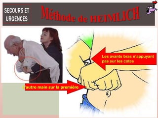 101
L’autre main sur la première
Les avants bras n’appuyant
pas sur les cotes
 