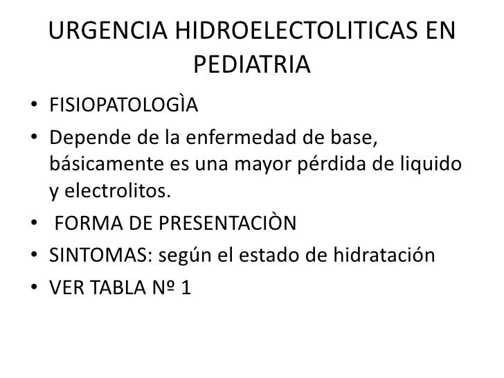 Urgencia hidroelectoliticas en pediatria