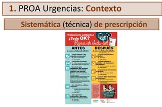 1. PROA Urgencias: Contexto
Sistemática (técnica) de prescripción
 