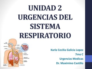 UNIDAD 2
URGENCIAS DEL
SISTEMA
RESPIRATORIO
Karla Cecilia Galicia Lopez
7mo C
Urgencias Medicas
Dr. Maximino Castillo
 