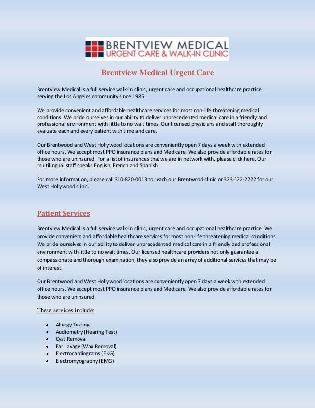 Urgent Care &amp; Walk In Clinic