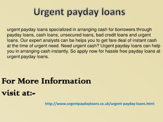 Urgent payday loans