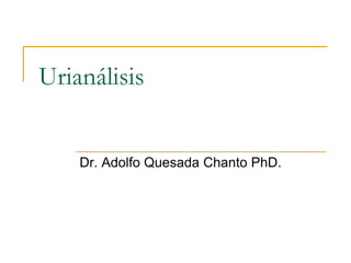 Urianálisis
Dr. Adolfo Quesada Chanto PhD.
 
