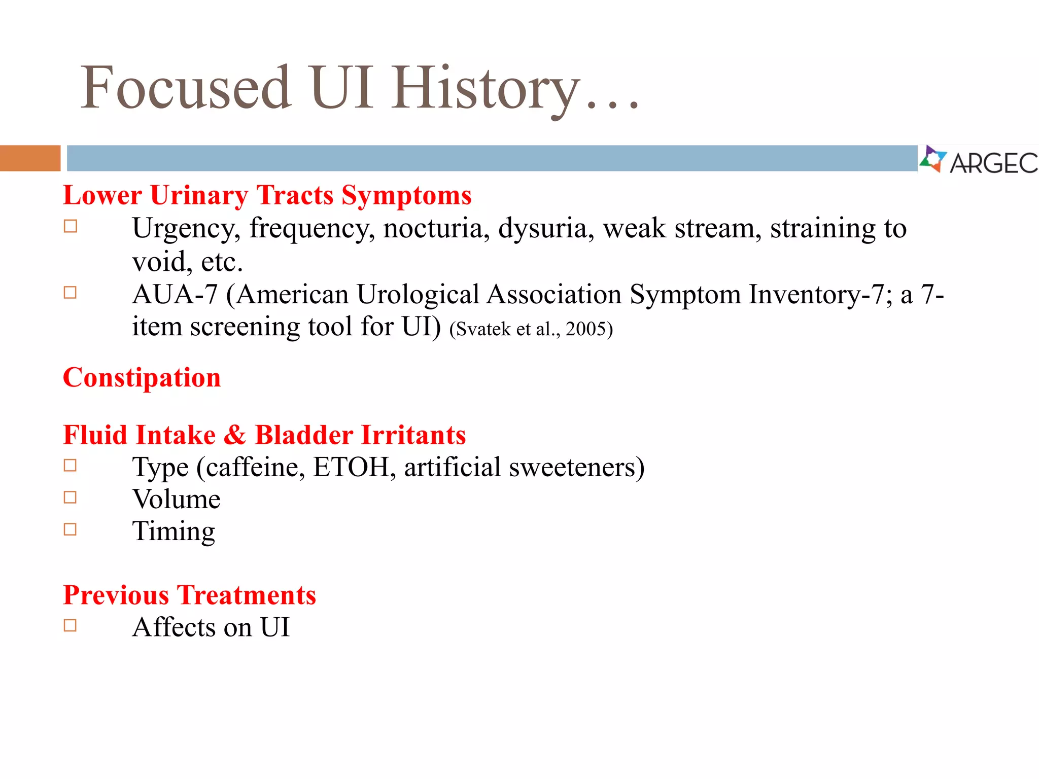 ARGEC: Urinary Incontinence in Older Adults | PDF
