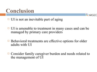 ARGEC: Urinary Incontinence in Older Adults | PDF