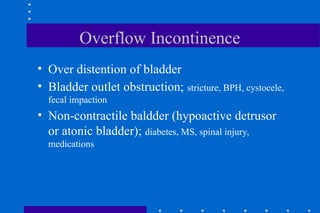 Obstructive Overflow urinary-incontinence urogenital system notes | PPT
