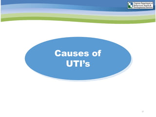 Causes of
UTI’s
17
 