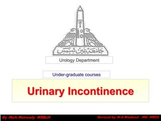 Urology Department


    Under-graduate courses



Urinary Incontinence
 
