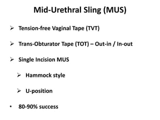 Single Incision Mus Urinary incontinence in females operative | PPTX