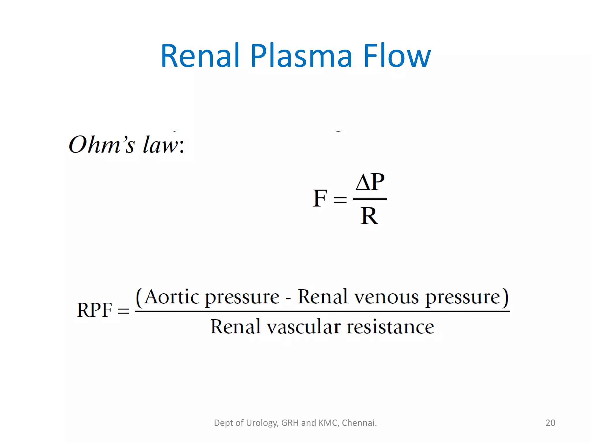 Renal Plasma Flow
20
Dept of Urology, GRH and KMC, Chennai.
 
