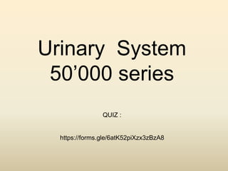 Urinary System
50’000 series
QUIZ :
https://forms.gle/6atK52piXzx3zBzA8
 