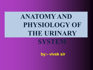 ANATOMYAND
PHYSIOLOGY OF
THE URINARY
SYSTEM
by:- vivek sir
 