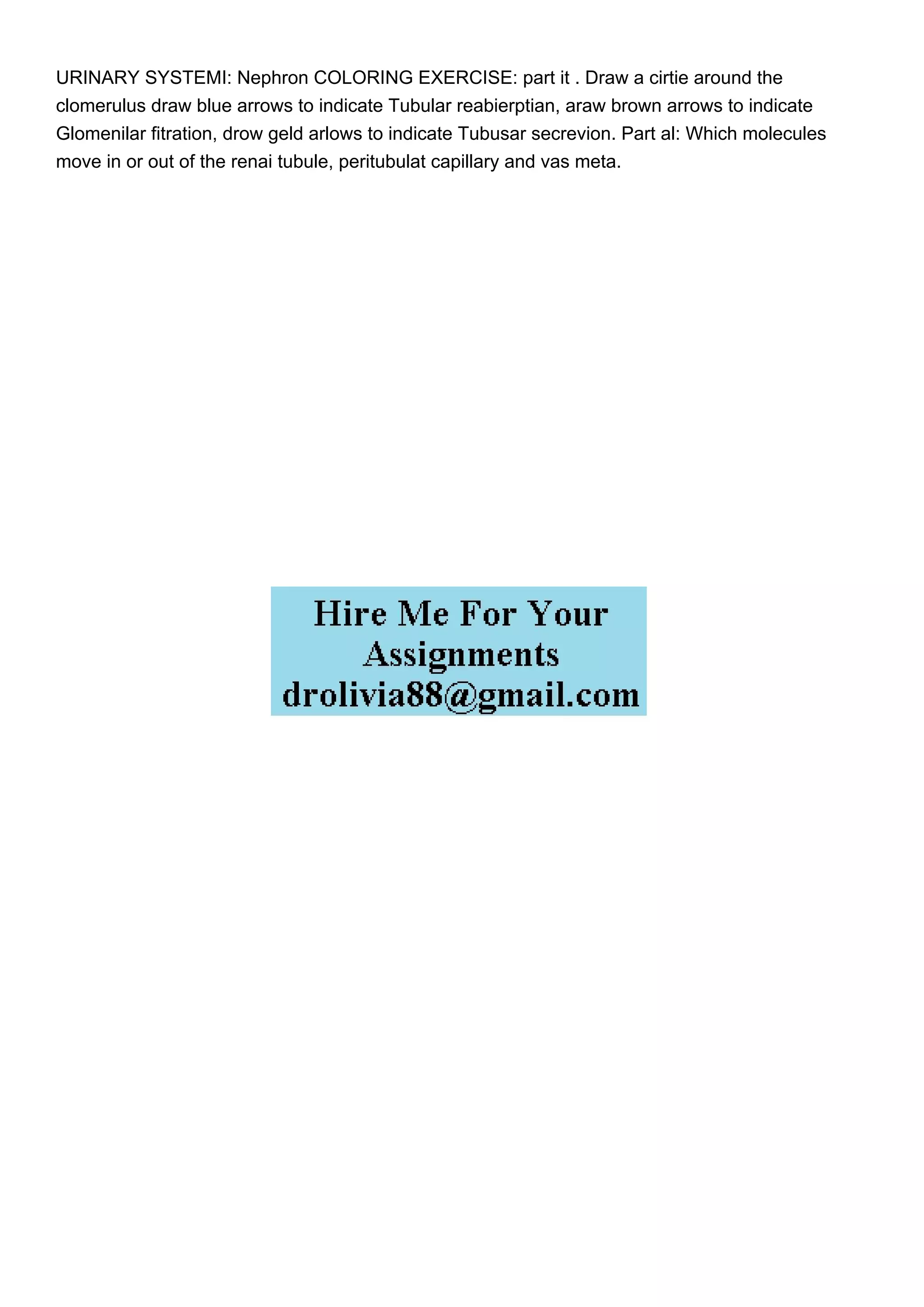 URINARY SYSTEMI Nephron COLORING EXERCISE part it Draw a.pdf