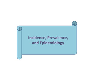 Incidence, Prevalence,
and Epidemiology
 