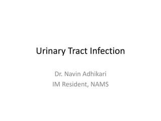 Urinary Tract Infection
Dr. Navin Adhikari
IM Resident, NAMS
 