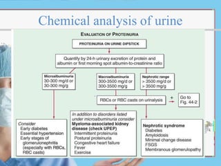 Chemical analysis of urine
 