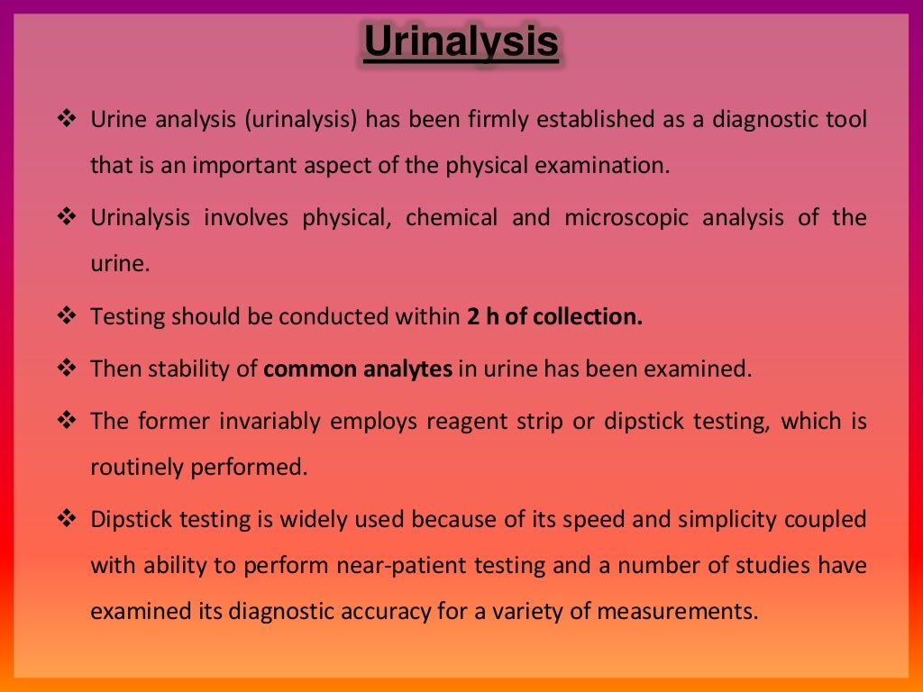 Urine analysis case study