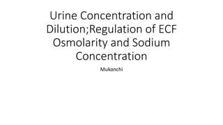 Urine Concentration and
Dilution;Regulation of ECF
Osmolarity and Sodium
Concentration
Mukonchi
 