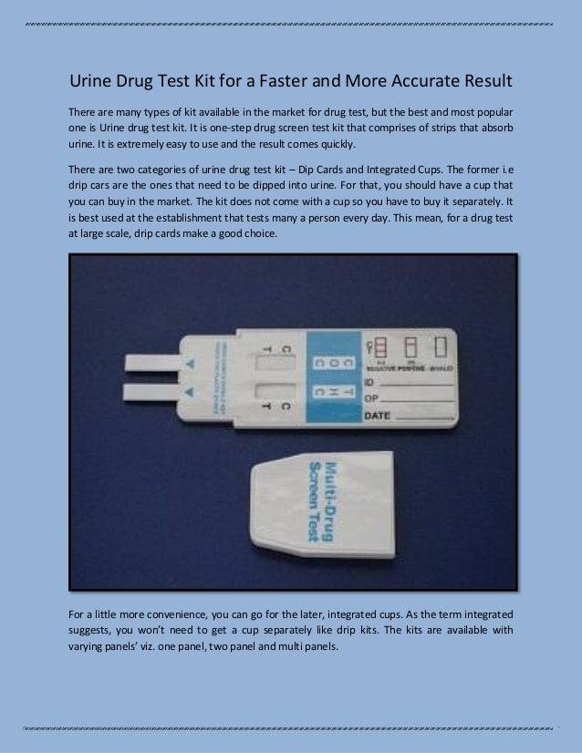 Urine drug test kit for a faster and more accurate result