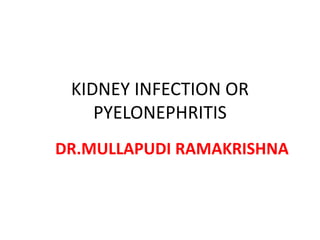 KIDNEY INFECTION OR
PYELONEPHRITIS
DR.MULLAPUDI RAMAKRISHNA
 