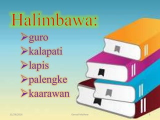 11/29/2016 Denzel Mathew 6
guro
kalapati
lapis
palengke
kaarawan
 