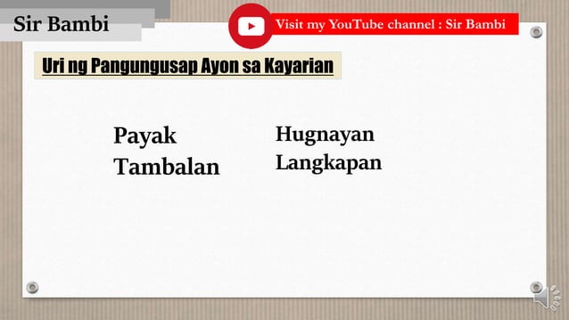 Uri ng Pangungusap Ayon sa Kayarian o Pagkabuo || payak || tambalan ...