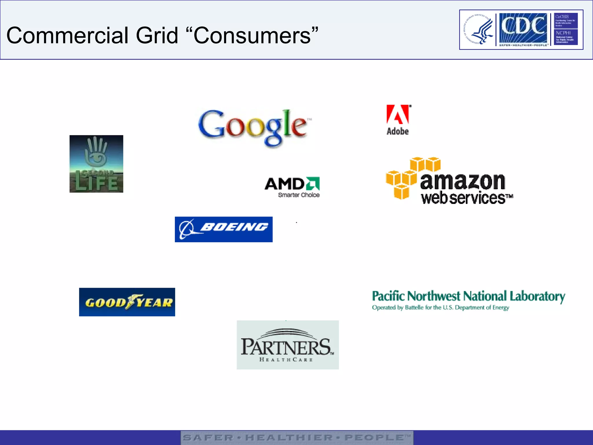Commercial Grid “Consumers” Amazon Elastic Compute Cloud & Amazon Simple Storage Service  