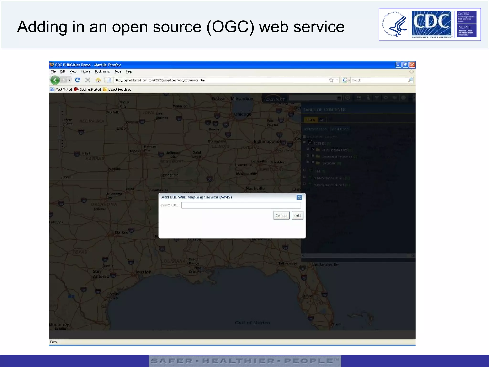 Adding in an open source (OGC) web service 