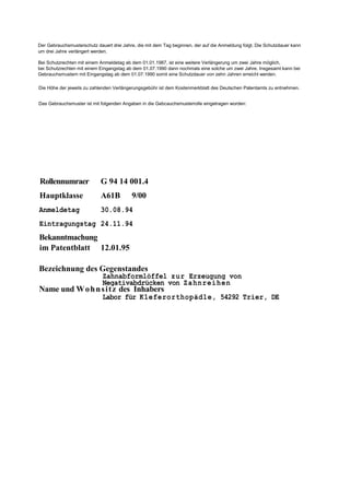 Urkunde Gebrauchsmuster