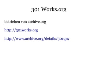 301 Works.org

betrieben von archive.org

http://301works.org

http://www.archive.org/details/301qrx
 