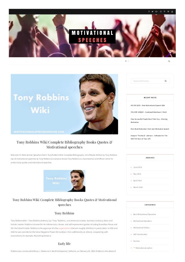 Tony Robbins Wiki Complete Bibliography Books Quotes Motivational S Tony Robbins Wiki Complete Bibliography Books Quotes Motivational S
