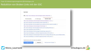 Marco_Lauerwald
Crawl- & Indexierungsmanagement @Urlaubsguru.de
Reduktion von Broken Links mit der GSC
 