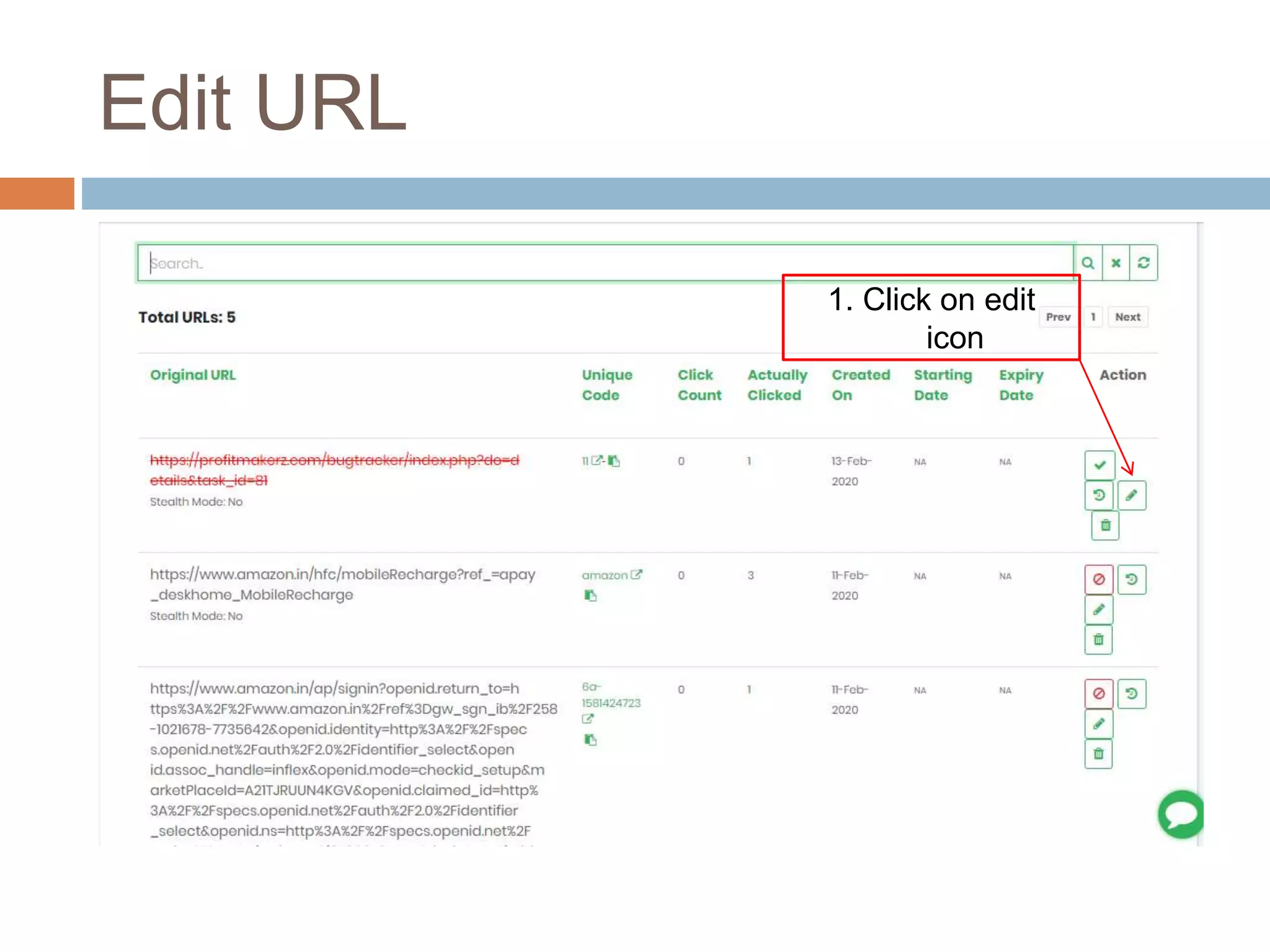 Edit URL
1. Click on edit
icon
 