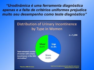 “ Urodinâmica é uma ferramenta diagnóstica apenas e a falta de critérios uniformes prejudica muito seu desempenho como teste diagnóstico” 